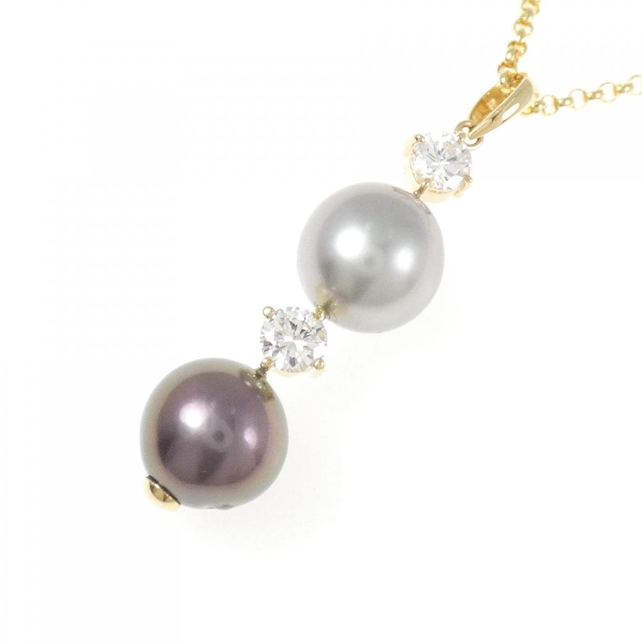 K18YG/750YG 黒蝶パール ネックレス