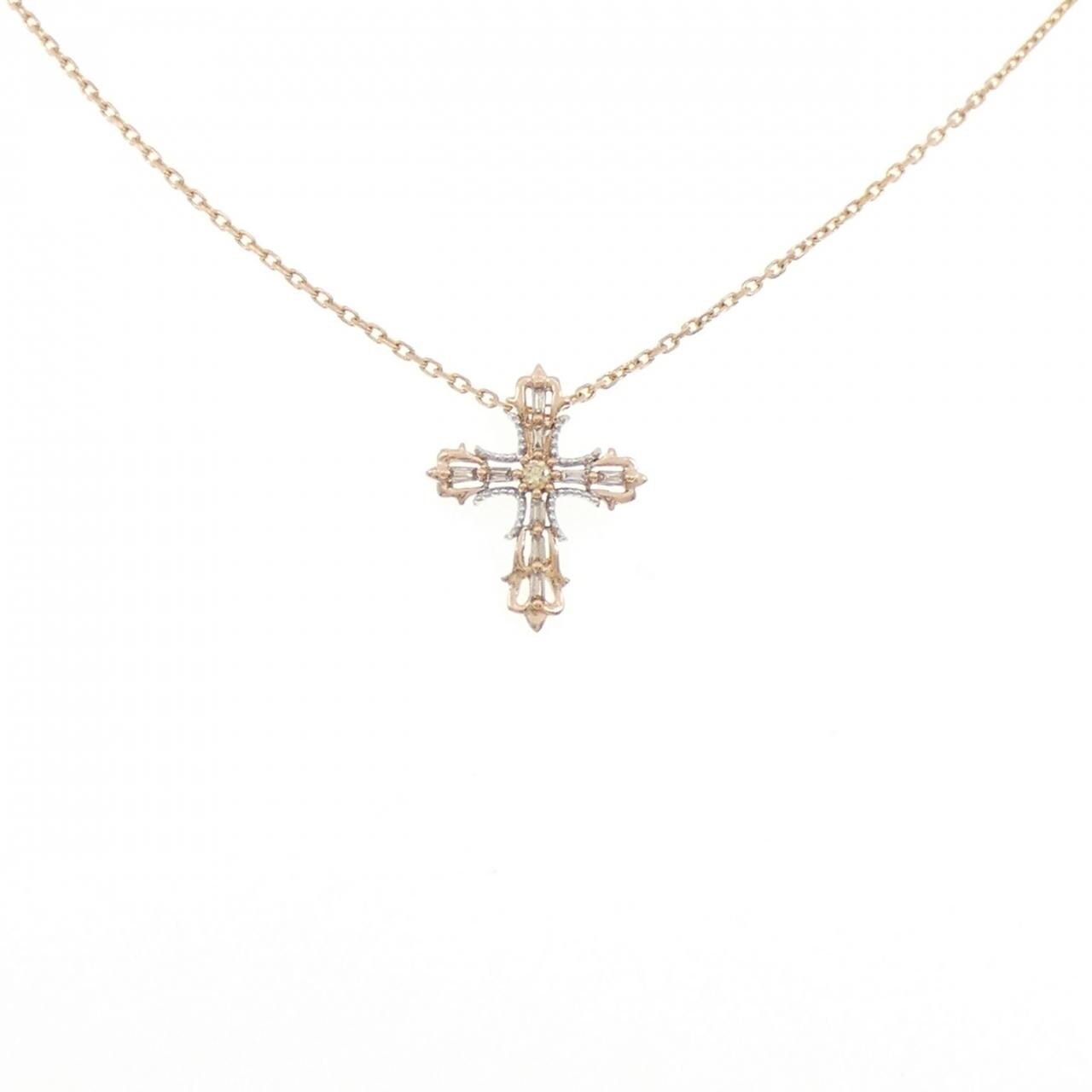 ジーエスティービー クロス ダイヤモンド ネックレス 0.13CT
