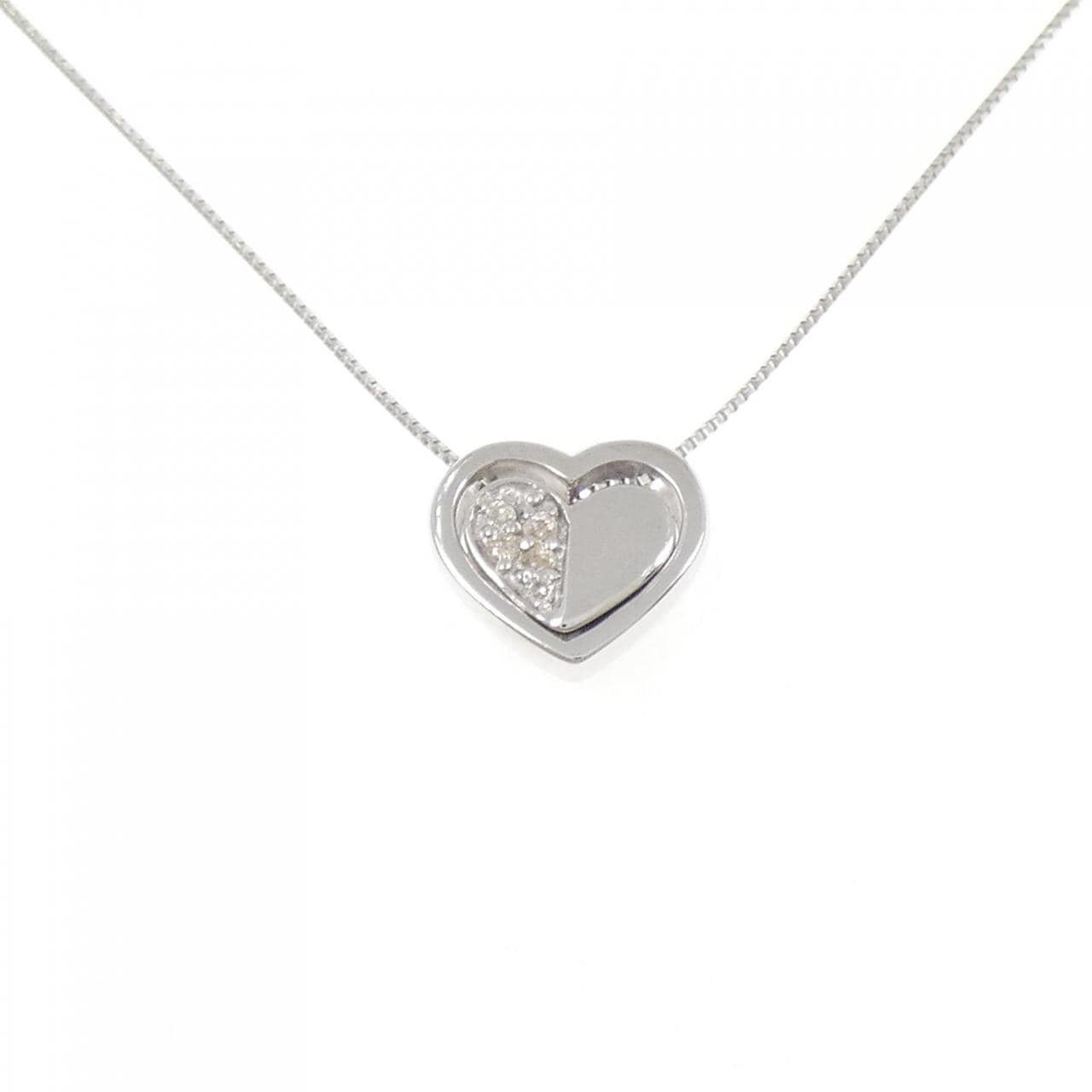 K18WG 2WAY ハート ダイヤモンド ネックレス 0.05CT