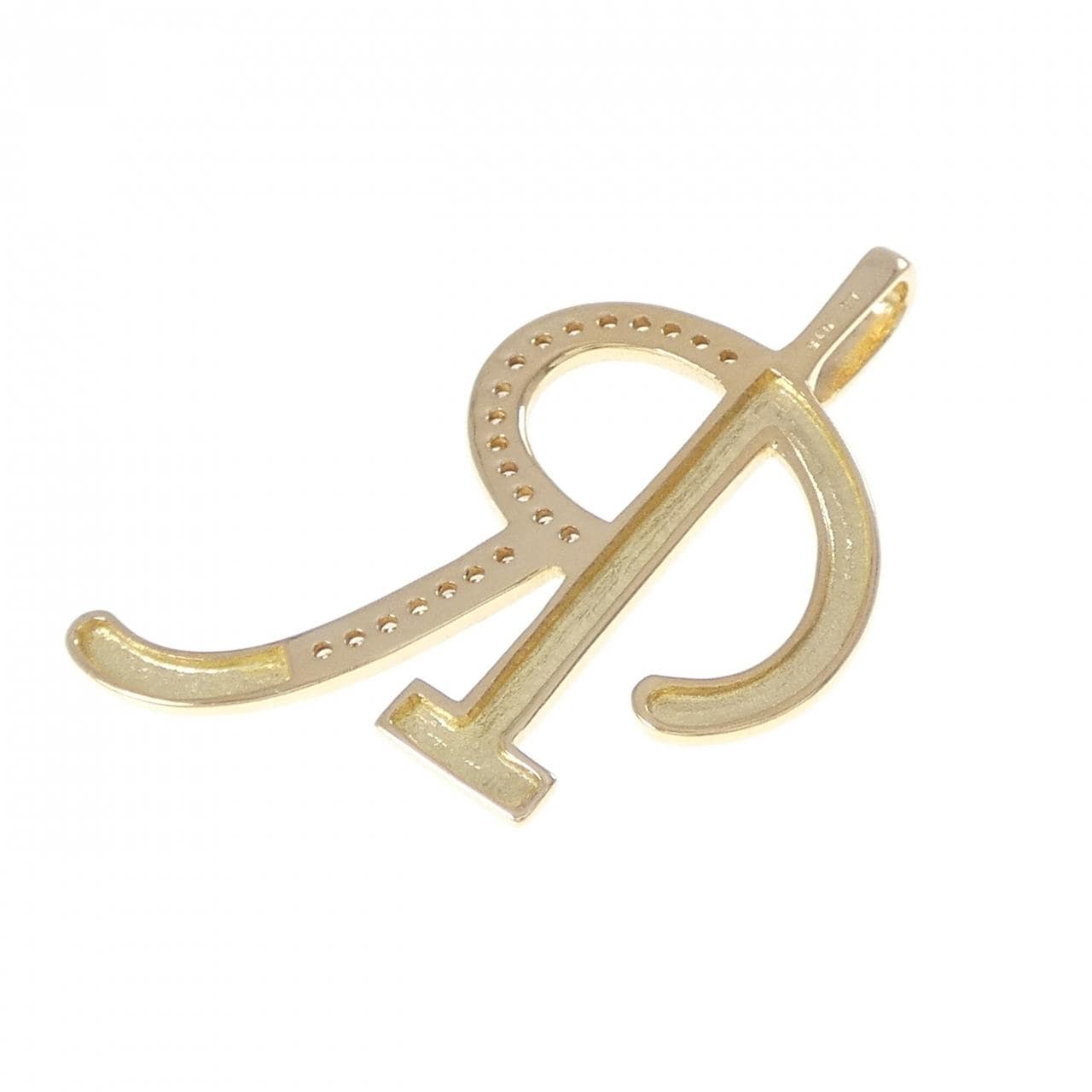 K18YG イニシャルR ダイヤモンド ペンダント 0.15CT