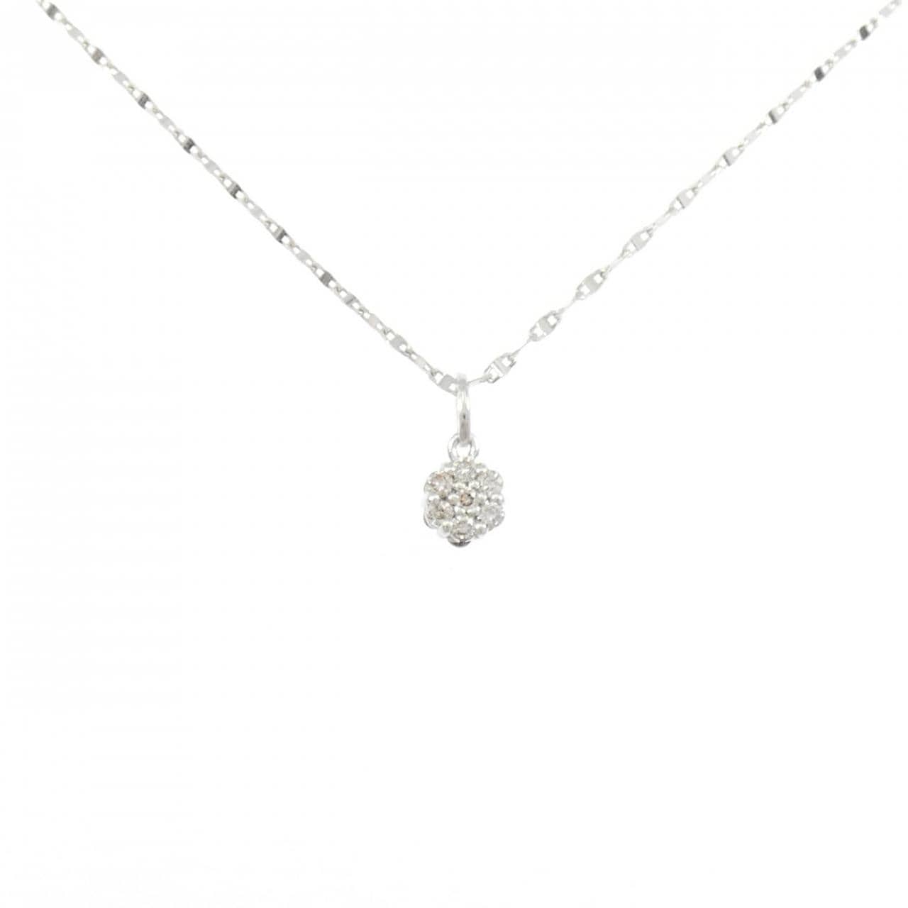 K10WG フラワー ダイヤモンド ネックレス 0.20CT
