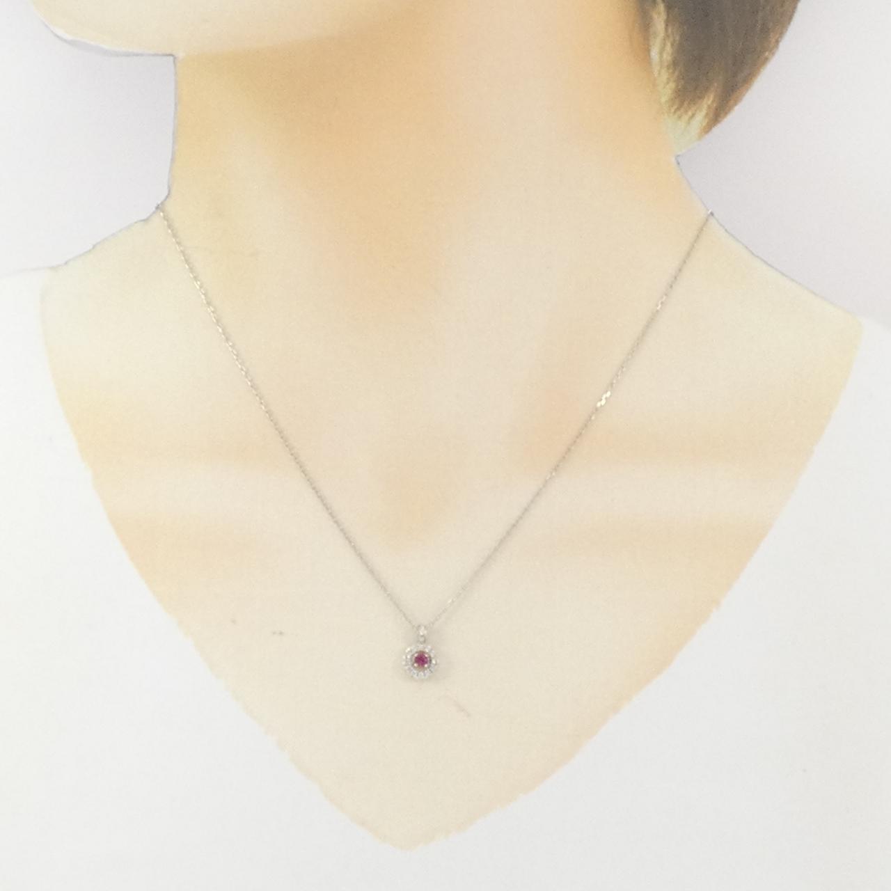 K18WG ルビー ネックレス 0.10CT