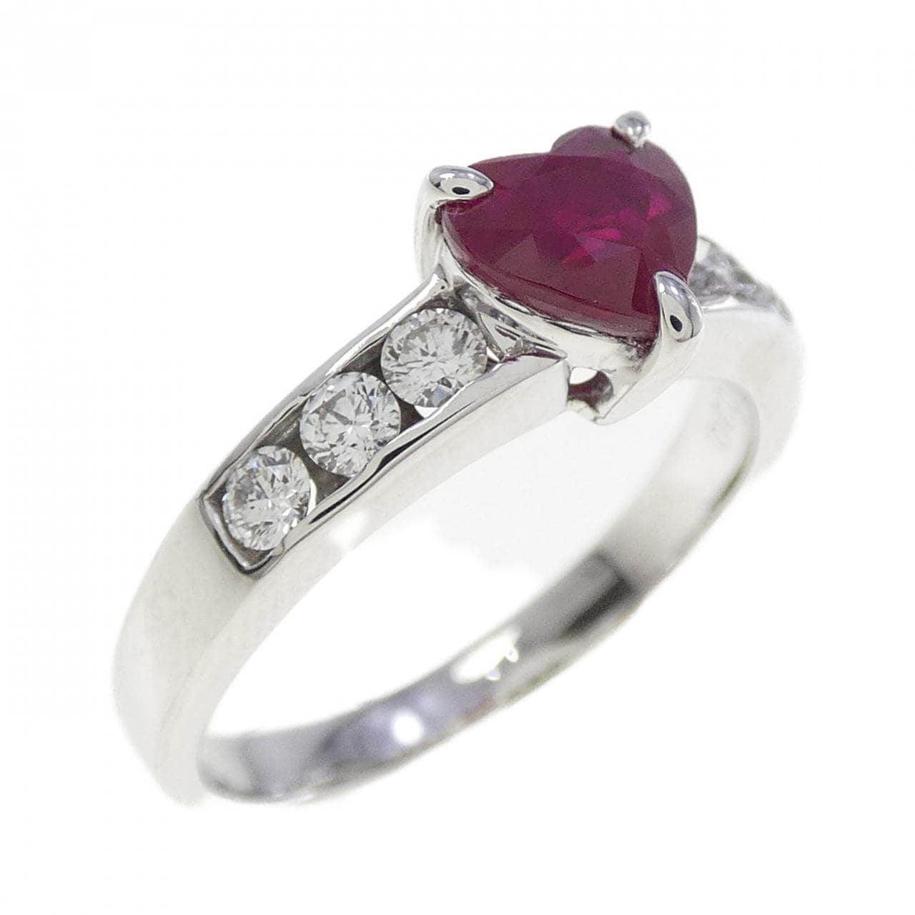 K18WG ハート ルビー リング 1.02CT