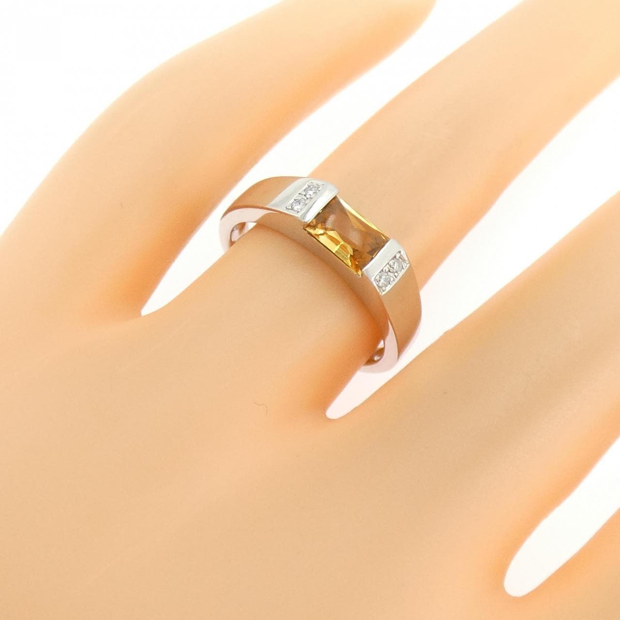 K18WG シトリン リング 0.52CT