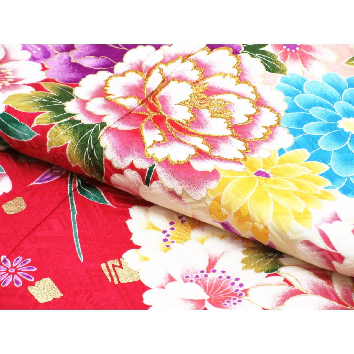 振袖　友禅金彩加工　刺繍入りボカシ染