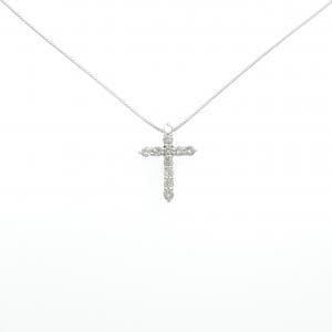 K18WG クロス ダイヤモンド ネックレス 0.30CT