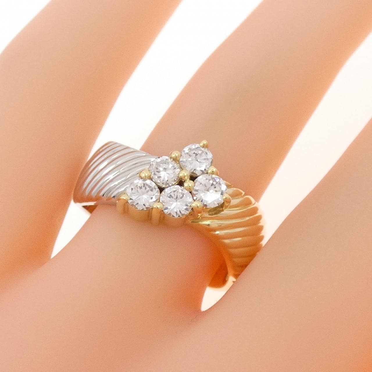 K18YG/PT900 ダイヤモンド リング 0.60CT