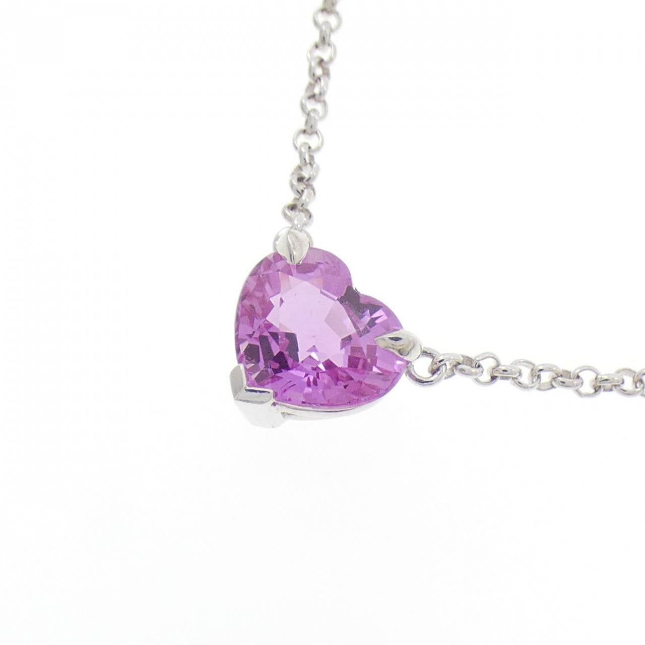 K18WG ハート サファイヤ ネックレス 1.15CT