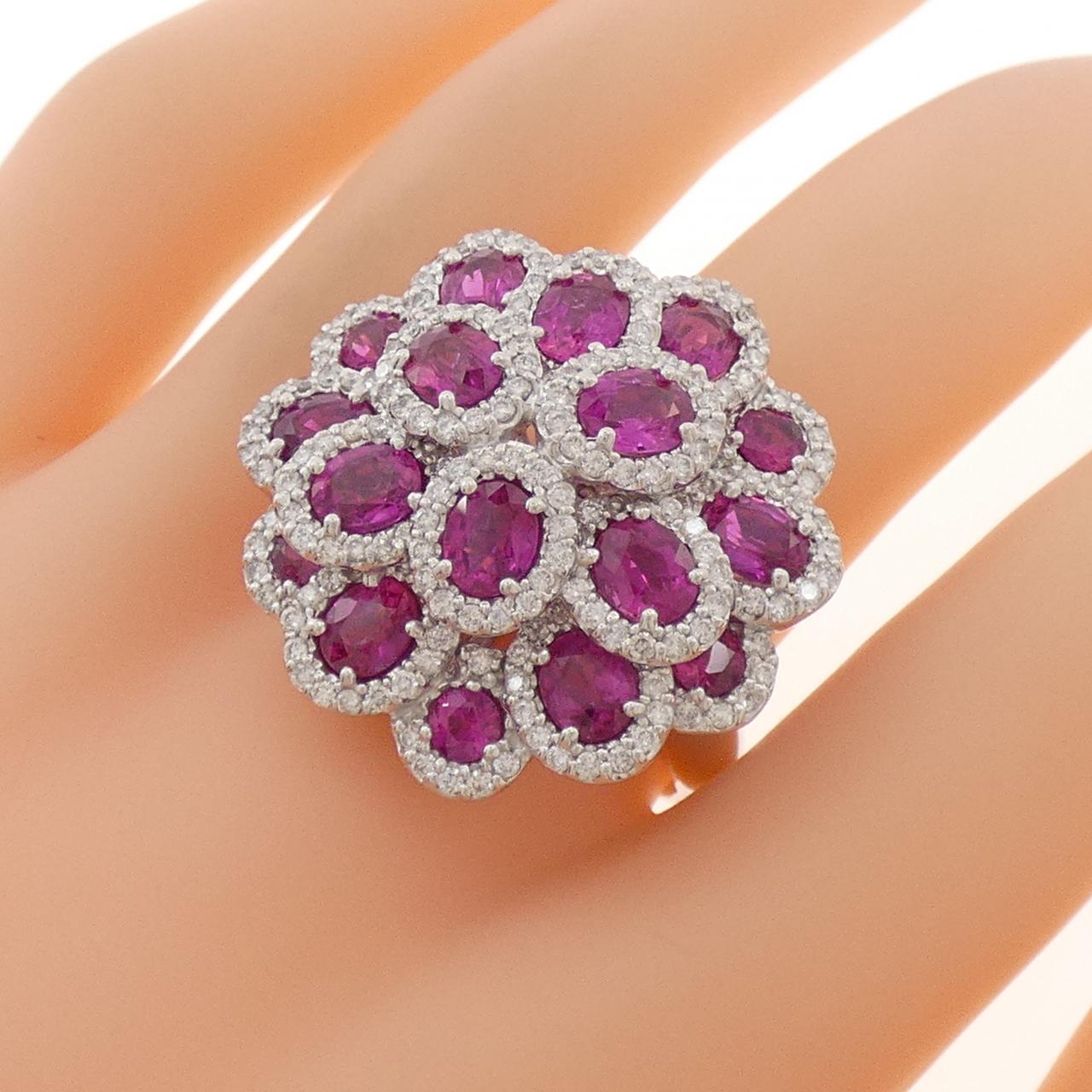 K18WG ルビー リング 6.13CT