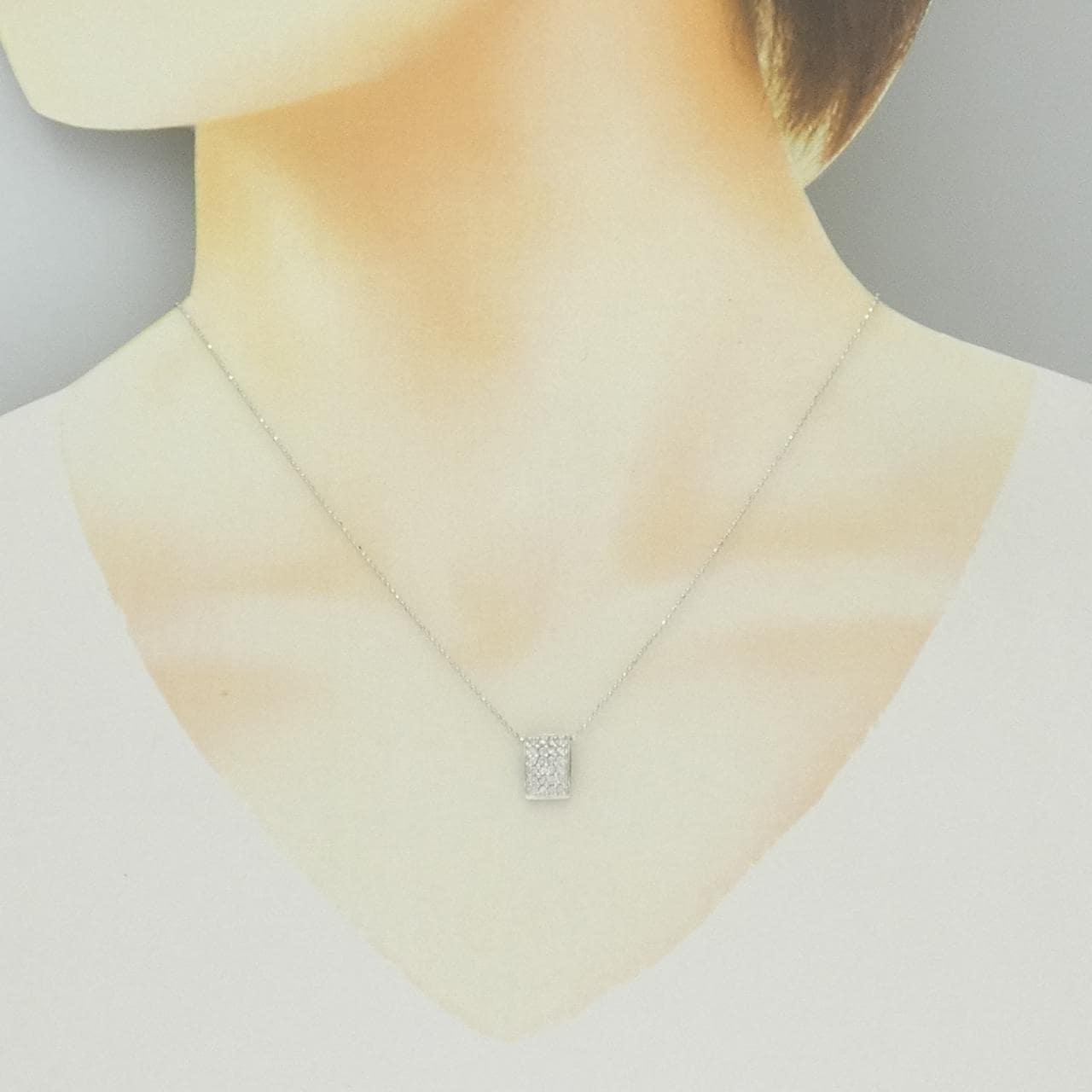 K18WG パヴェ ダイヤモンド ネックレス 0.30CT