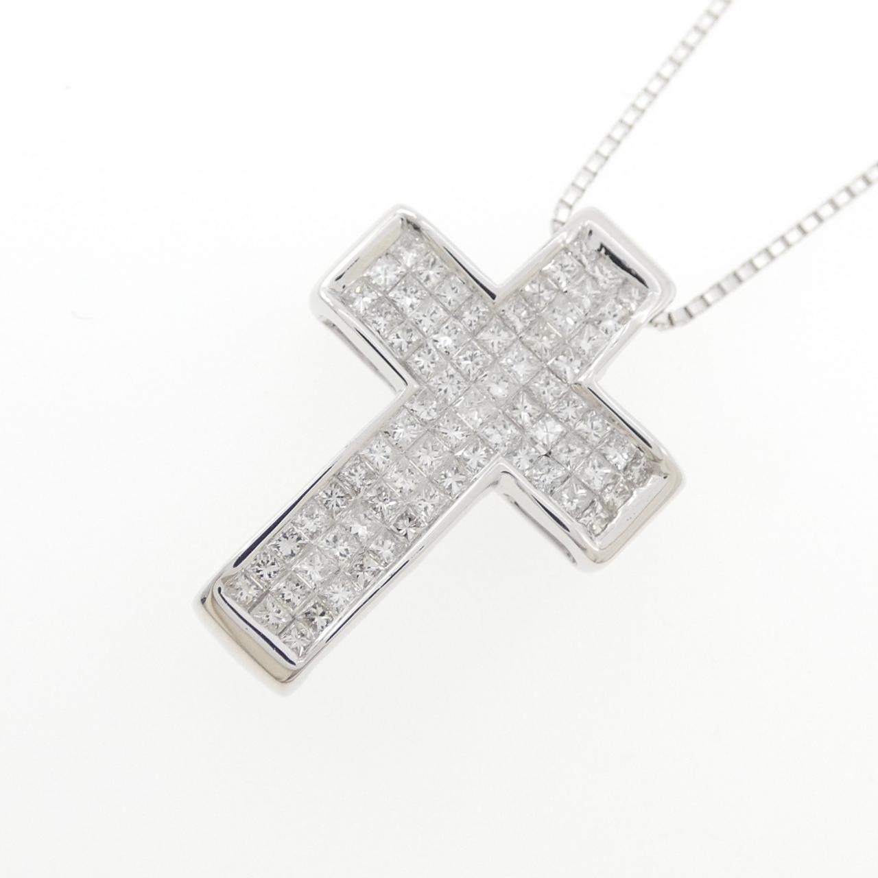 コメ兵｜K18WG クロス ダイヤモンド ネックレス 0.85CT｜ジュエリー