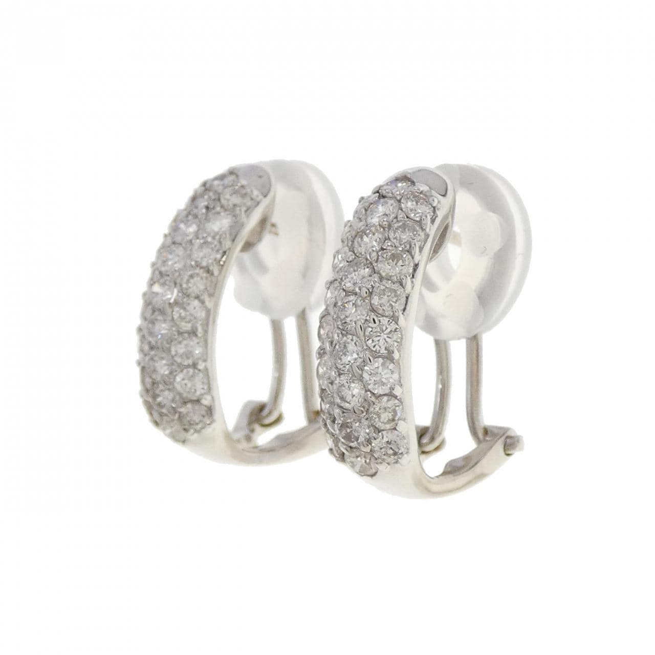 K18WG パヴェ ダイヤモンド ピアス 1.0CT