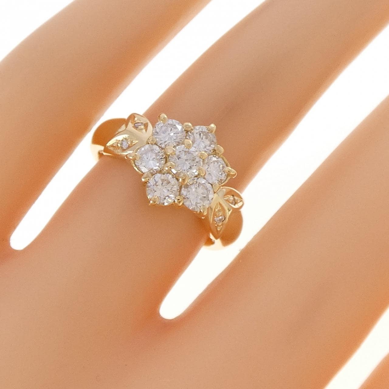K18YG フラワー ダイヤモンド リング 1.00CT