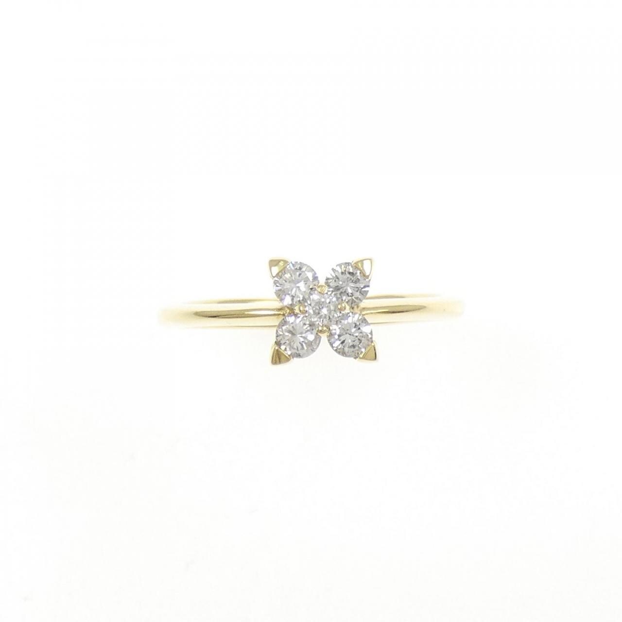 K18YG フラワー ダイヤモンド リング 0.30CT