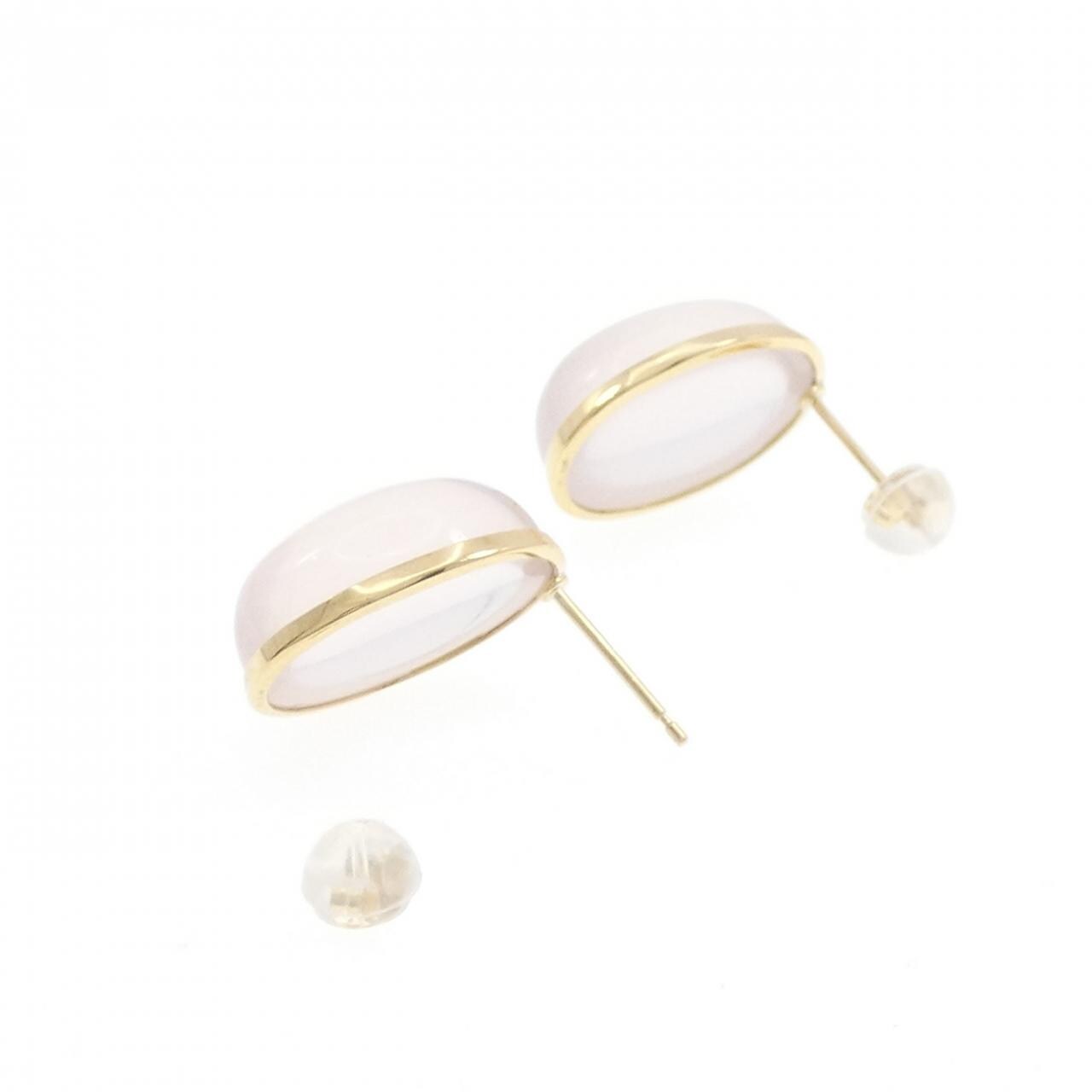 K18YG ローズクオーツ ピアス 22.00CT
