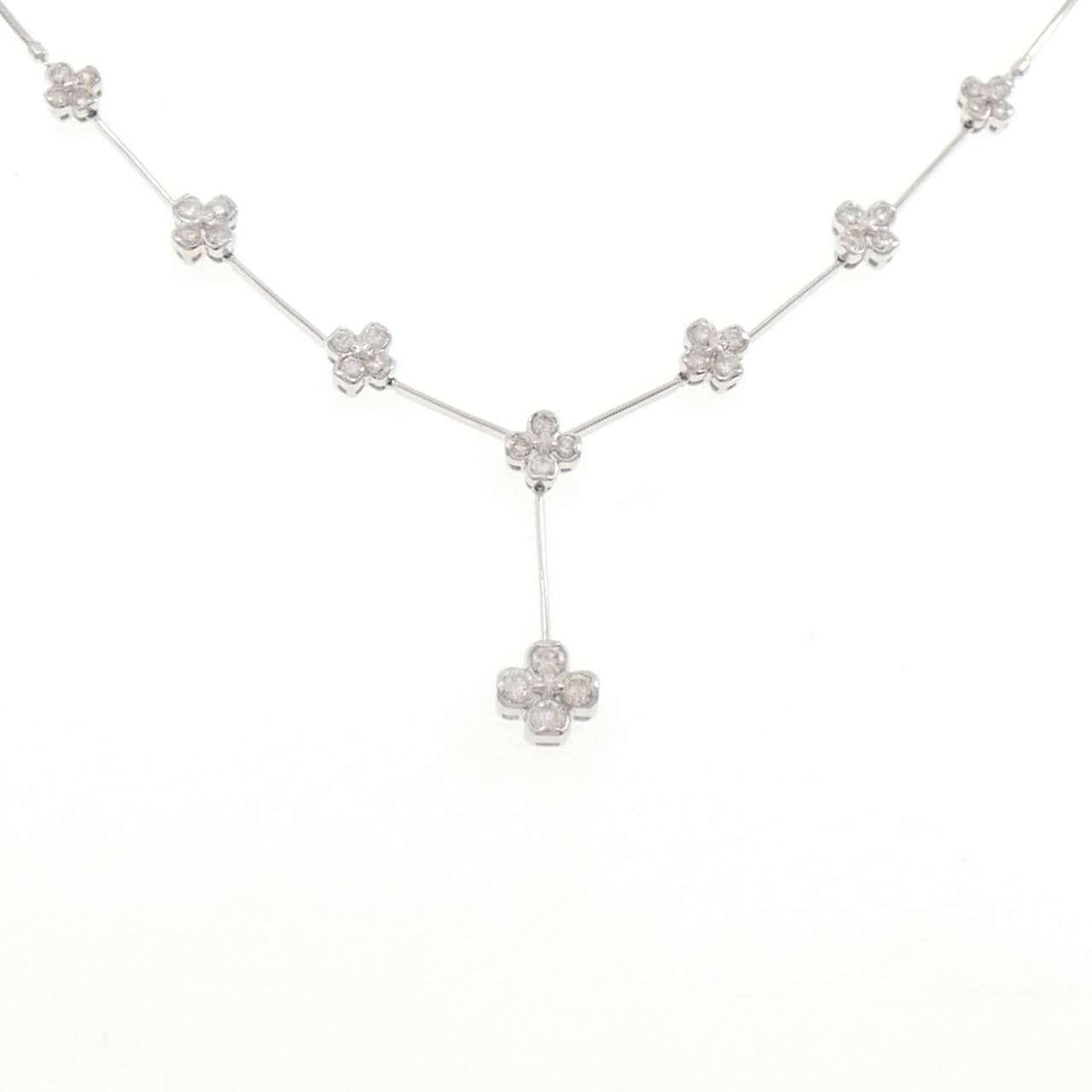 PT850 フラワー ダイヤモンド ネックレス 1.00CT