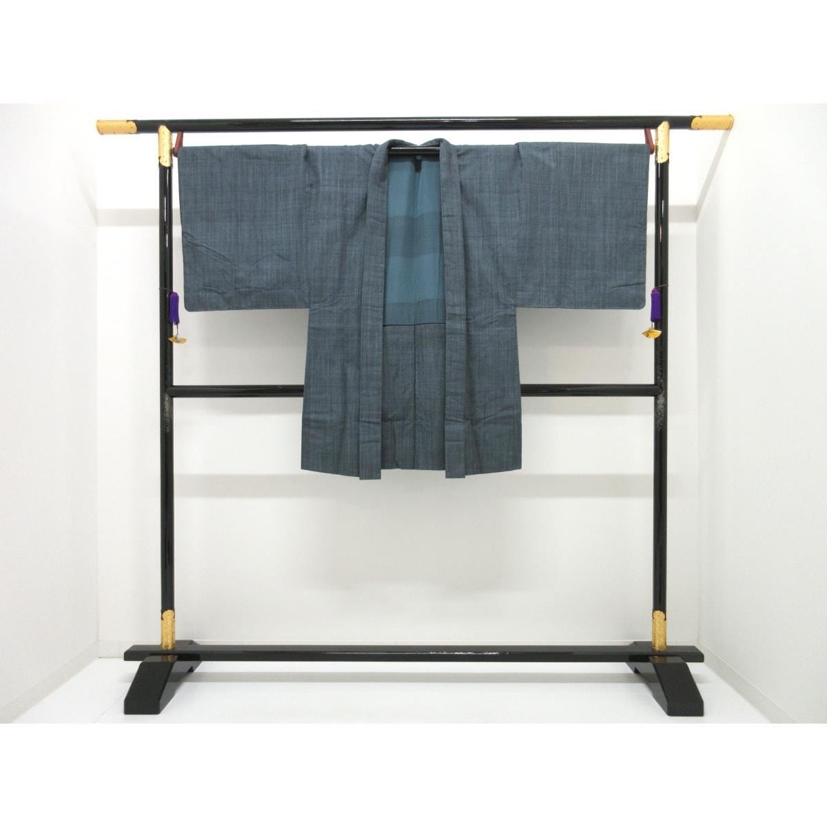 [Unused items] Men's pongee kimono, haori, and undergarment 3-piece set