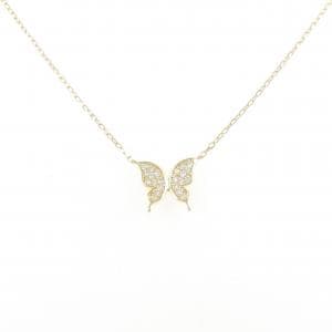 K18YG バタフライ ダイヤモンド ネックレス 0.07CT