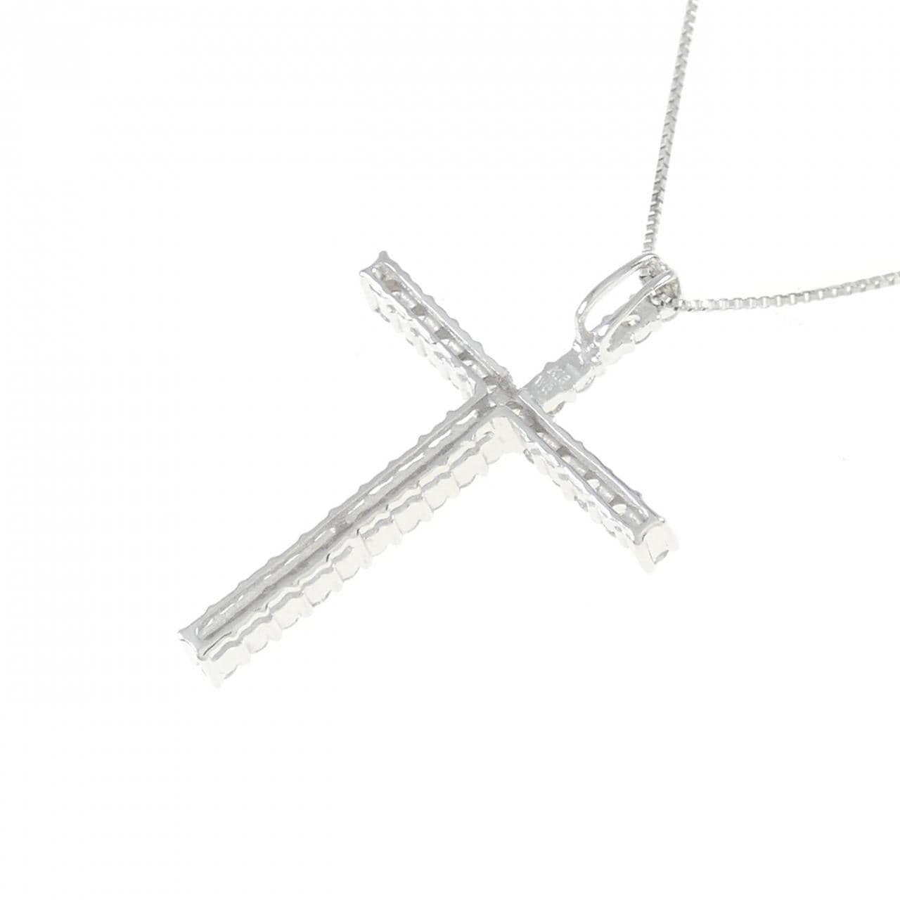 K18WG クロス ダイヤモンド ネックレス 0.50CT