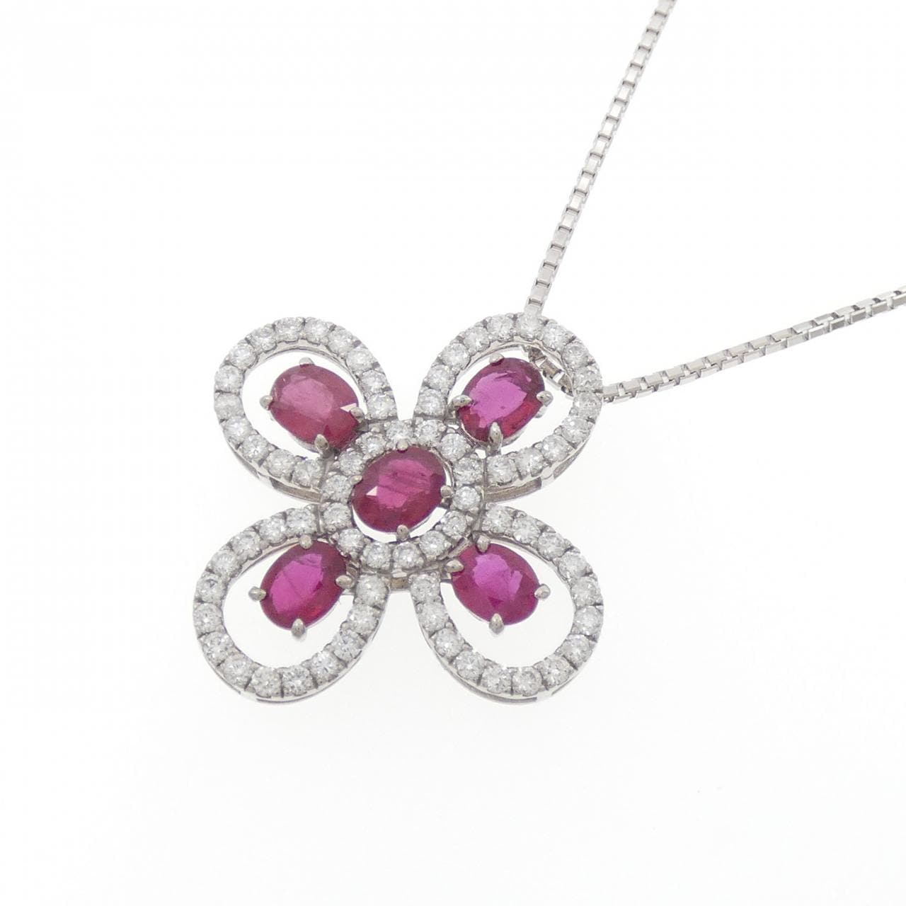 K18WG ルビー ネックレス 1.59CT