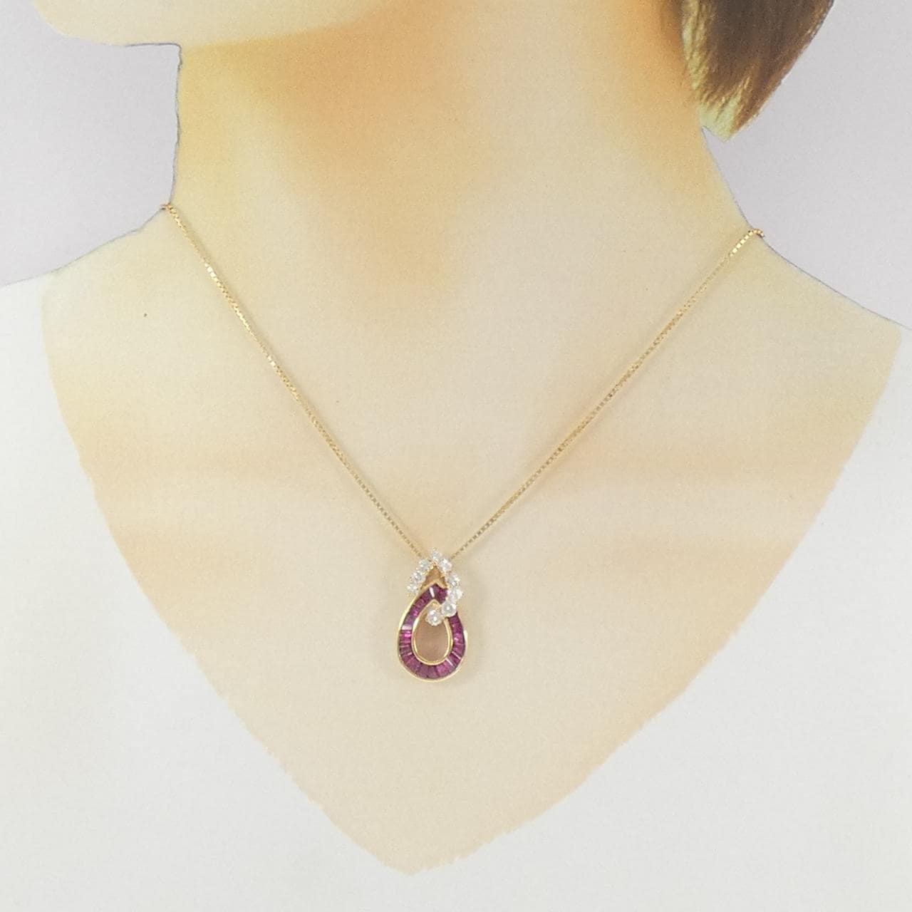 K18YG ルビー ネックレス 1.89CT