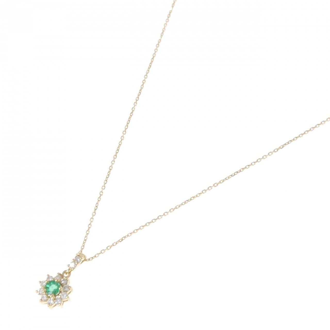 18KTYG/K18YG エメラルド ネックレス 0.22CT