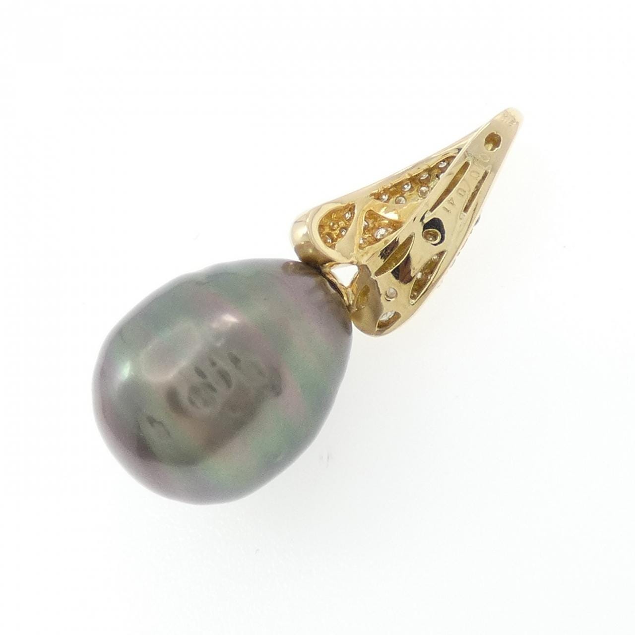 K18YG 黒蝶パール ペンダント