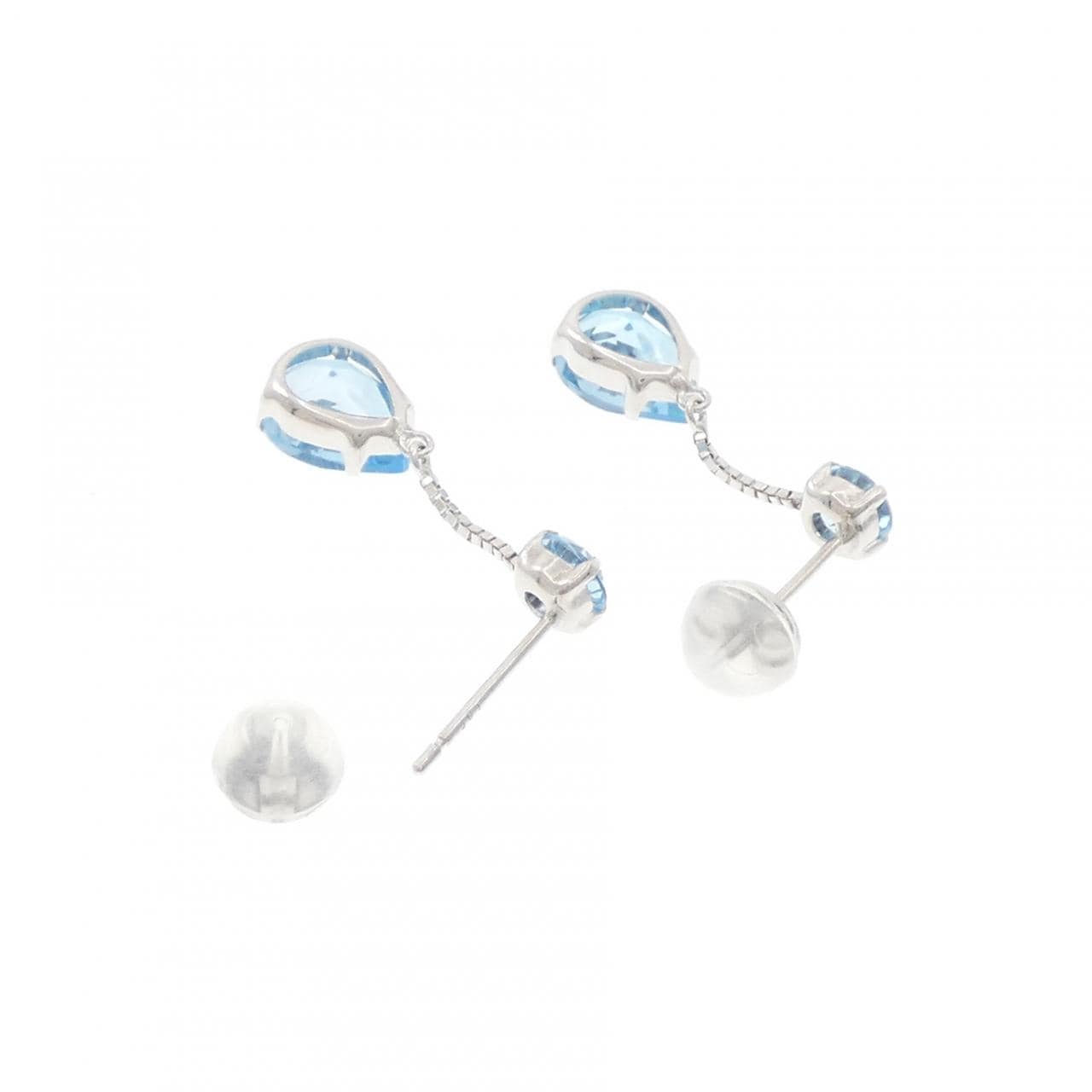 K18WG ブルートパーズ ピアス 3.00CT