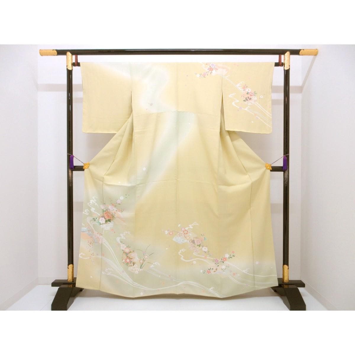 【未使用品】訪問着　友禅金彩加工　刺繍入りボカシ染