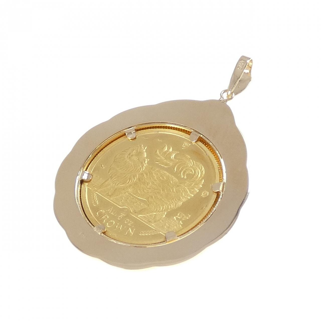 K18YG (frame) coin pendant