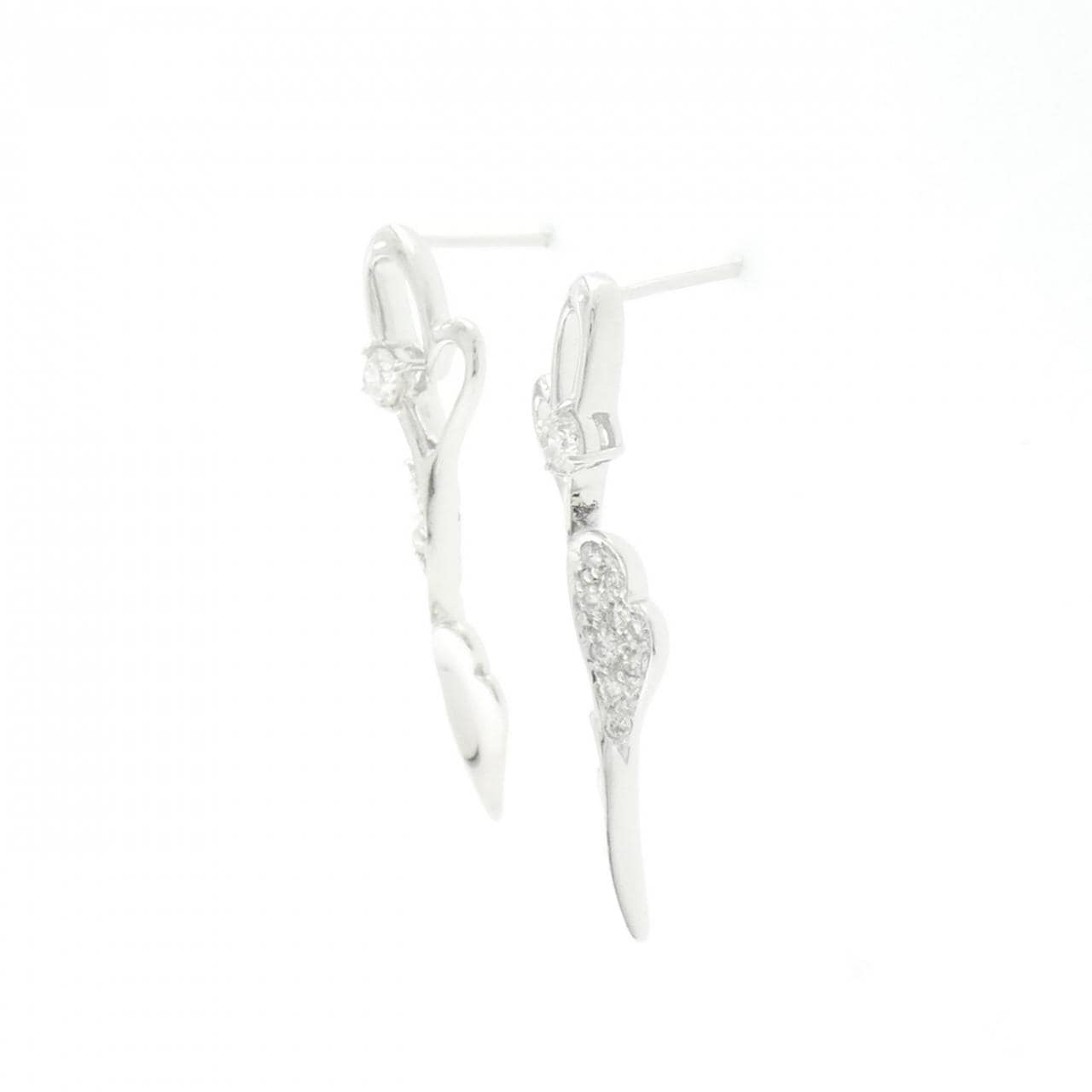 K18WG ハート ダイヤモンド ピアス 0.40CT