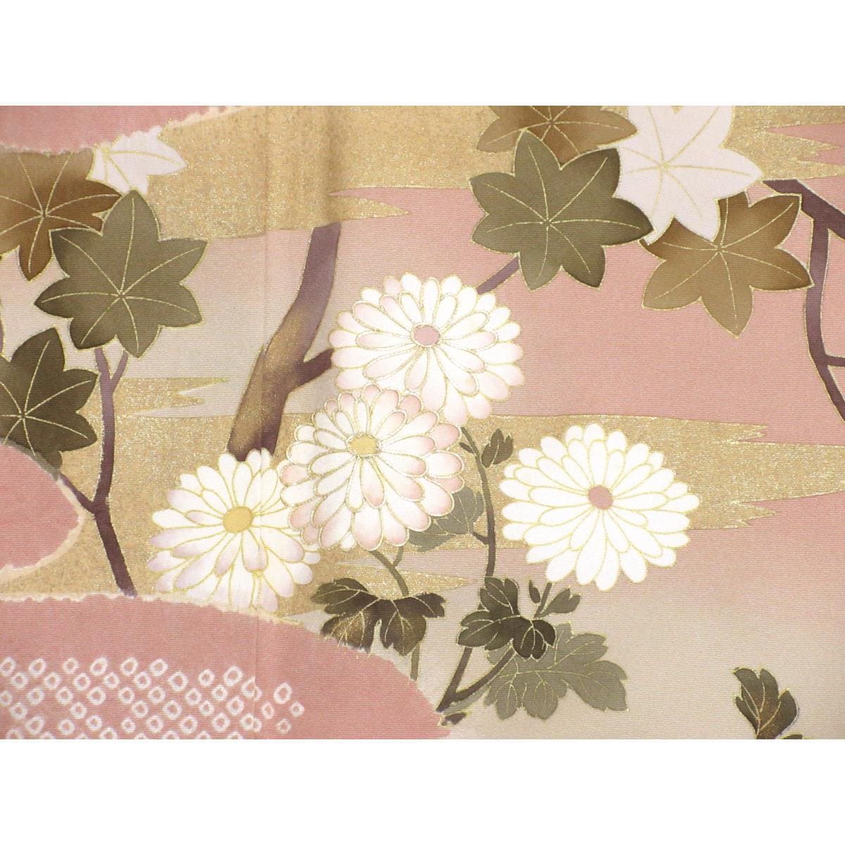 訪問着　友禅金彩加工　刺繍入り絞り加工　ボカシ染