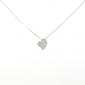 K18WG ハート パヴェ ダイヤモンド ネックレス 0.70CT