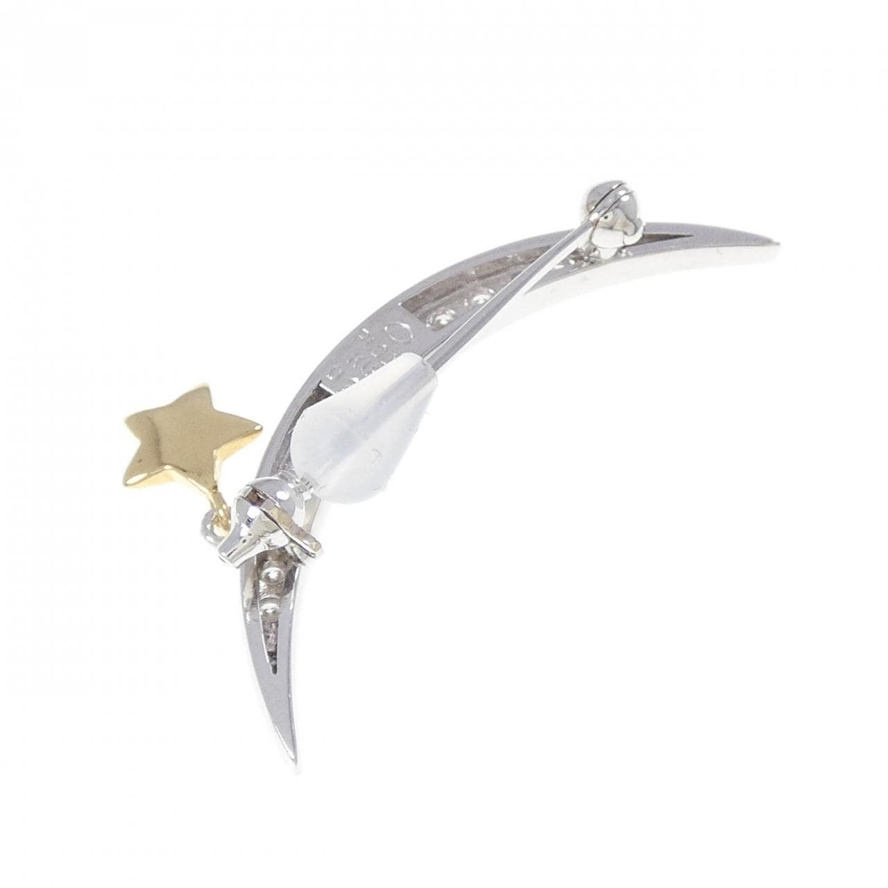 PT900/K18YG Moon x Star Diamond Brooch 0.20CT
