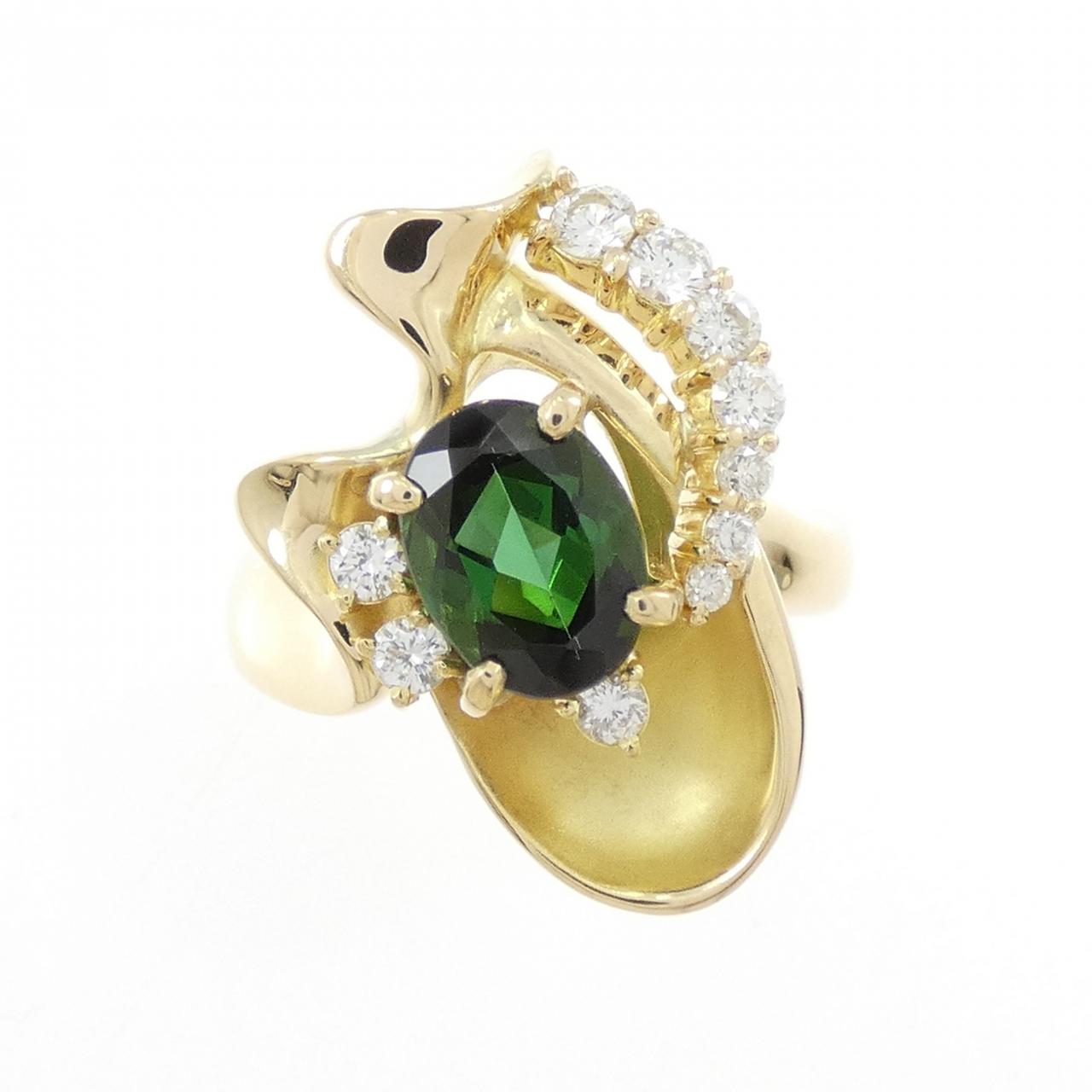 K18YG トルマリン リング 1.62CT