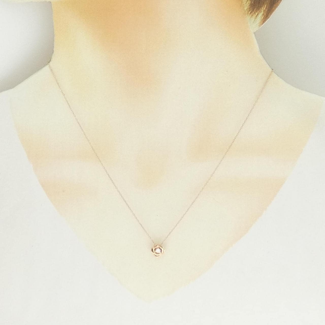 K10PG ローズ ダイヤモンド ネックレス 0.05CT