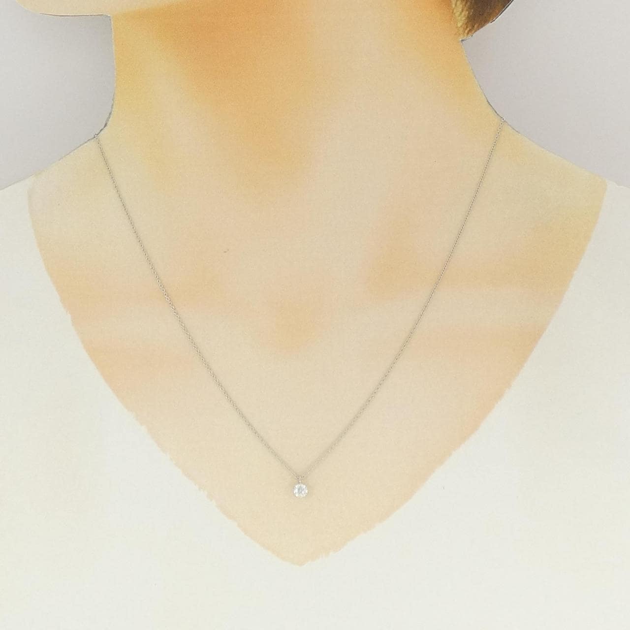 PT950/PT850 ソリティア ダイヤモンド ネックレス 0.188CT