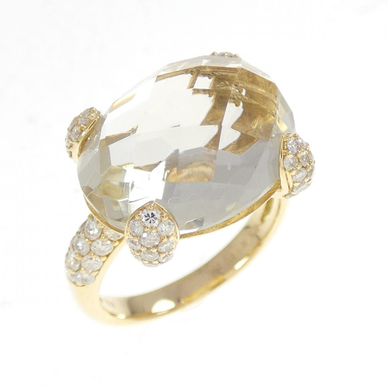 K18YG クオーツ リング 10.43CT