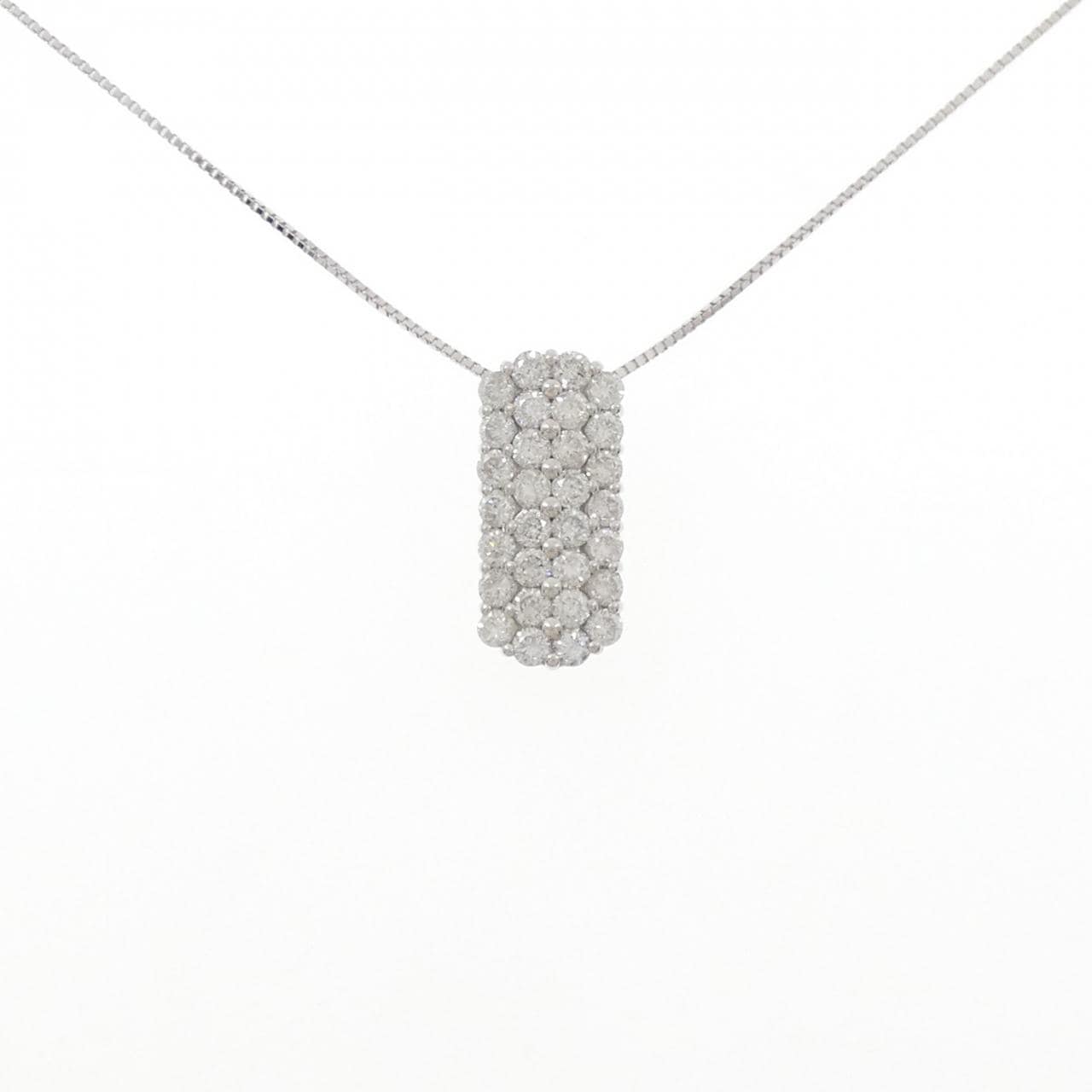 K18WG パヴェ ダイヤモンド ネックレス 2.00CT