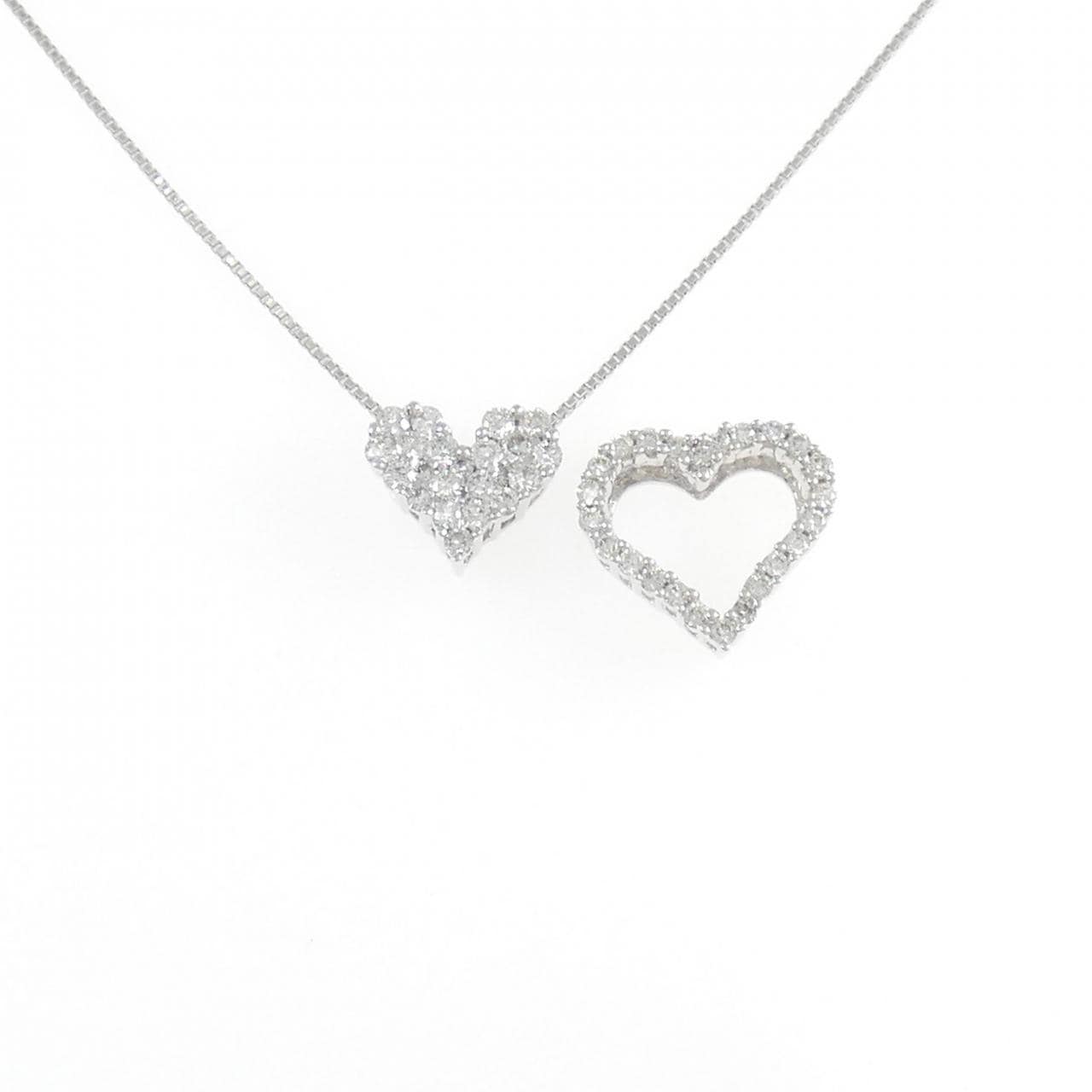 K18WG 2WAY ハート ダイヤモンド ネックレス 0.50CT