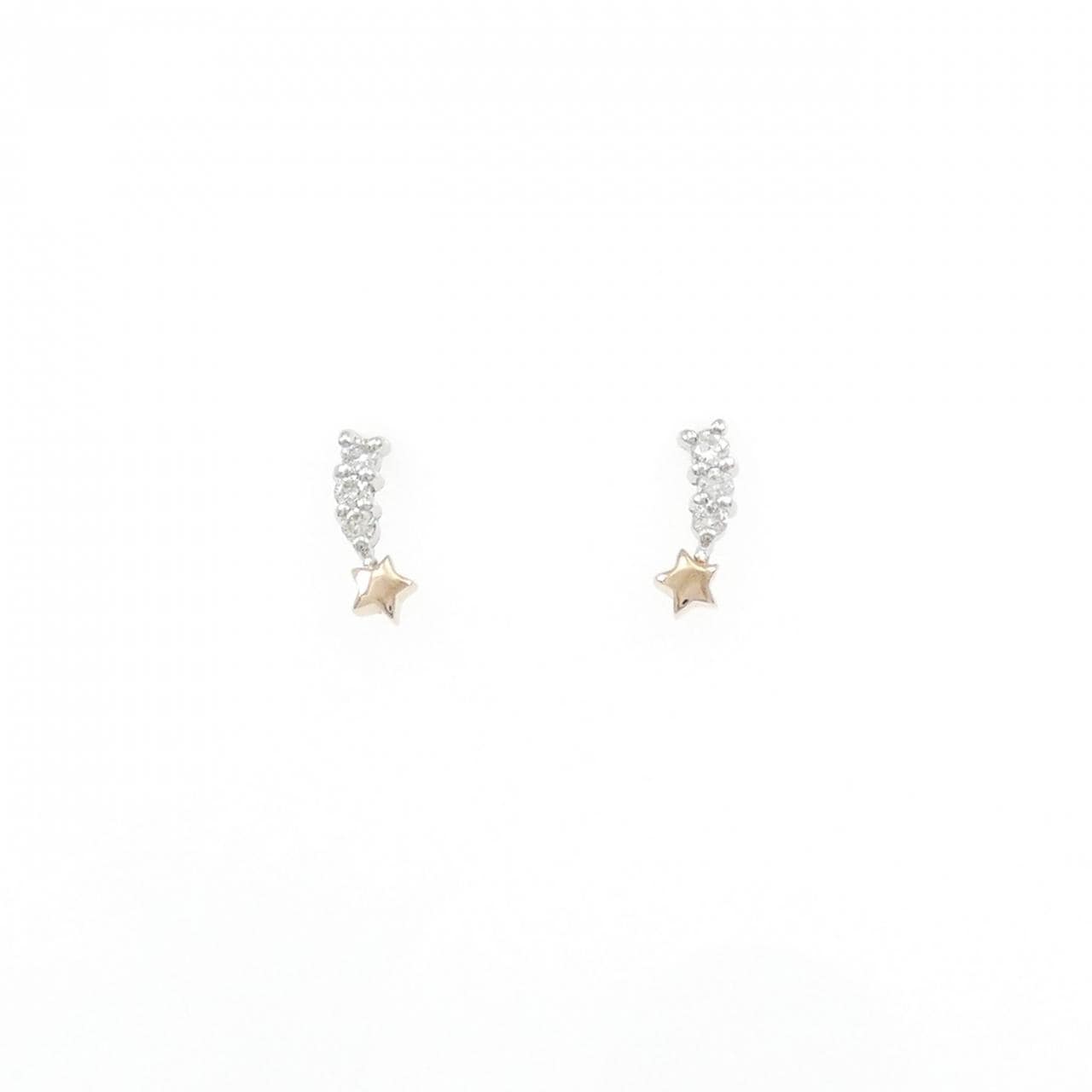 PT/K18PG/PT900 スター ダイヤモンド ピアス 0.10CT