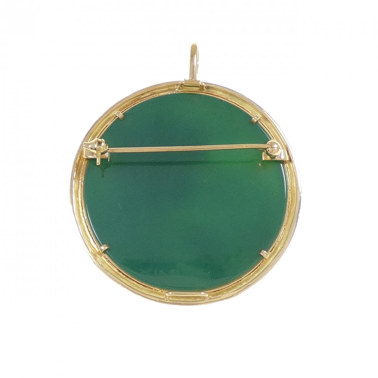 K18YG agate cameo brooch
