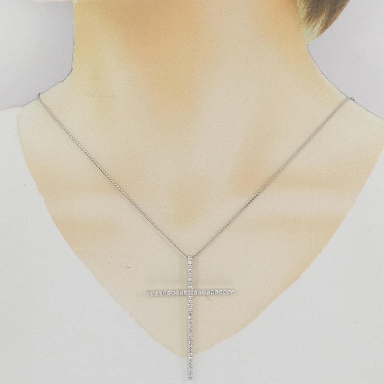 K18WG クロス ダイヤモンド ネックレス 1.00CT