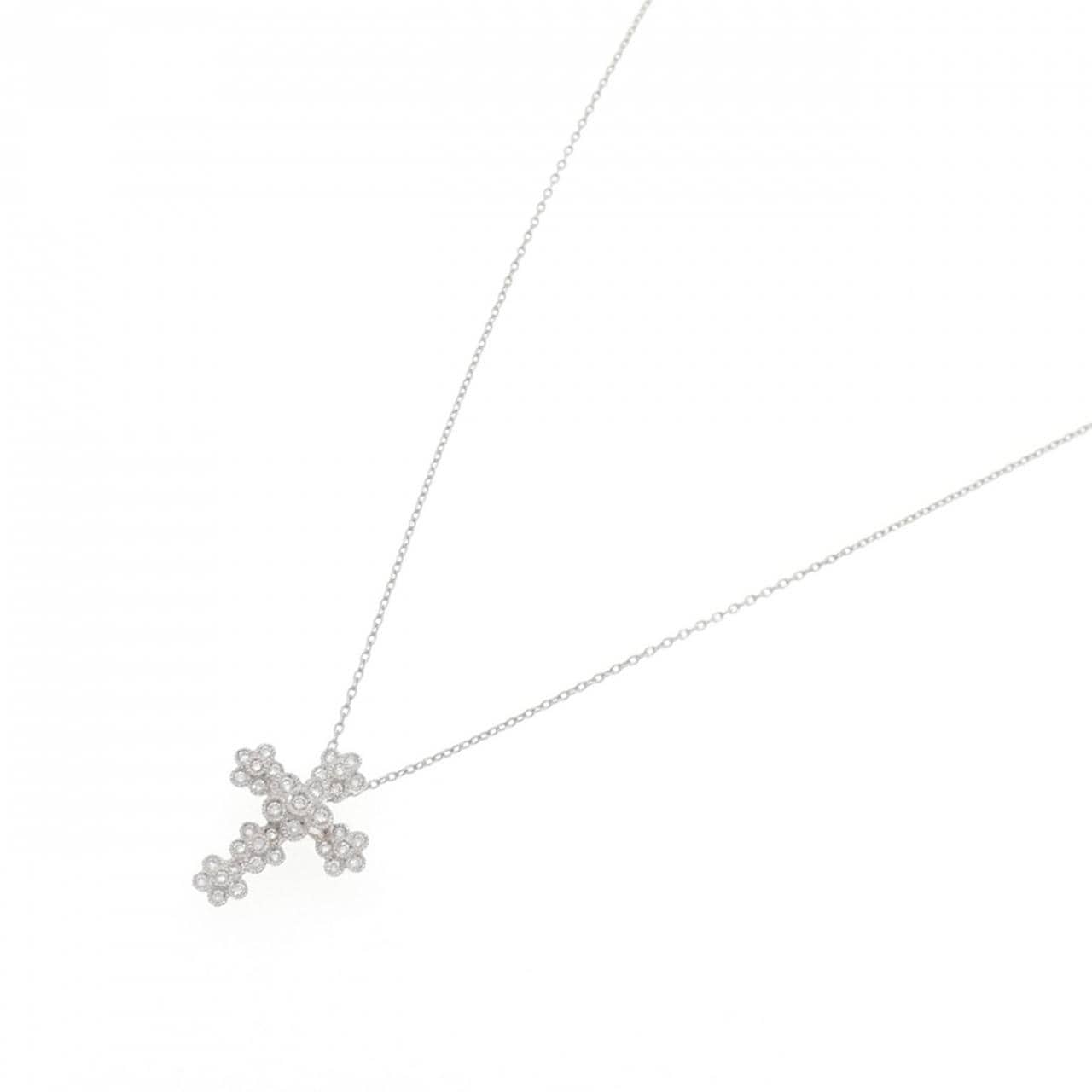 PT900/PT850 フラワー ダイヤモンド ネックレス 0.21CT