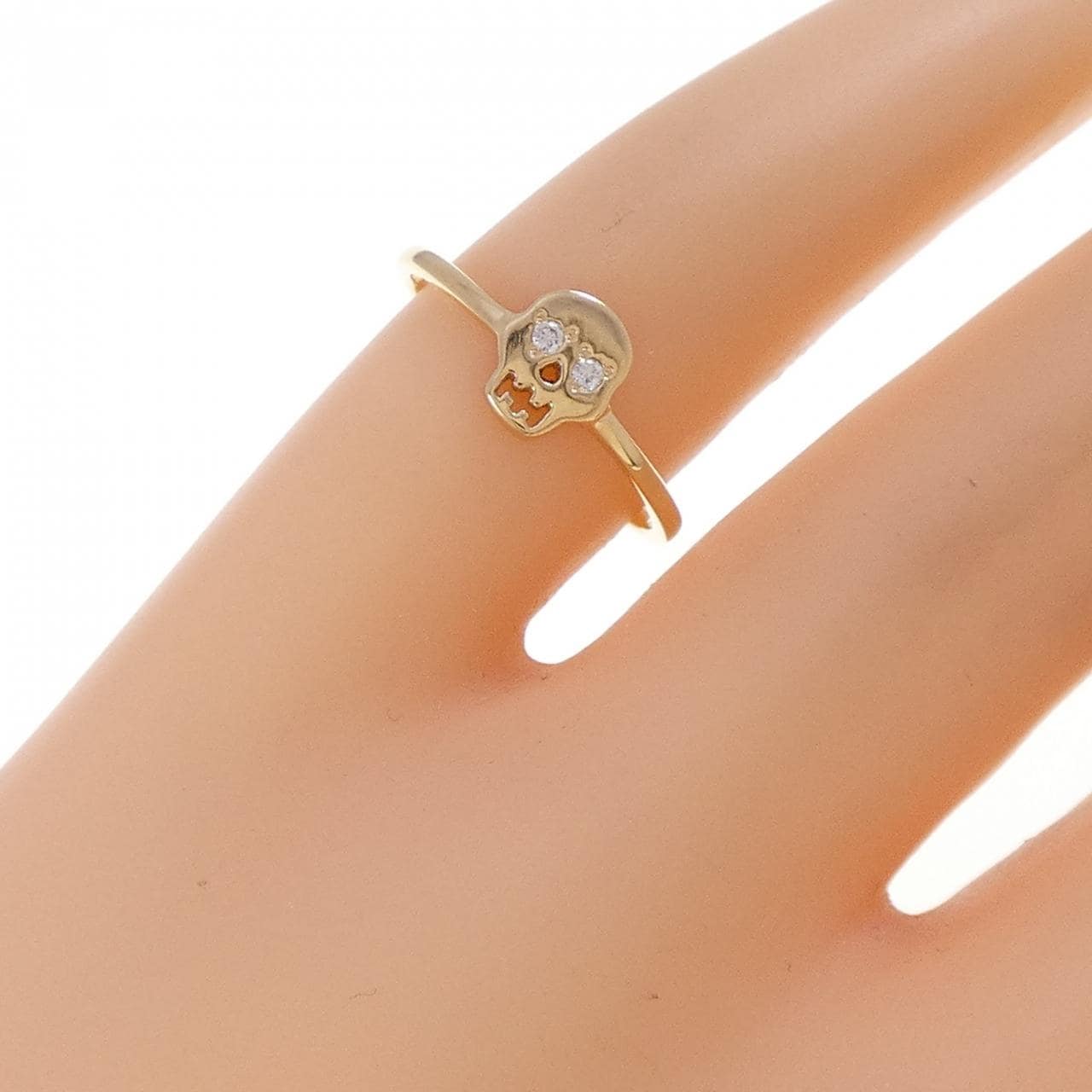 K18YG スカル ダイヤモンド リング