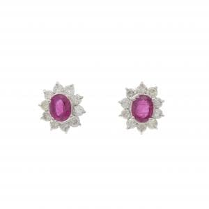PT900 ルビー ピアス 0.80CT
