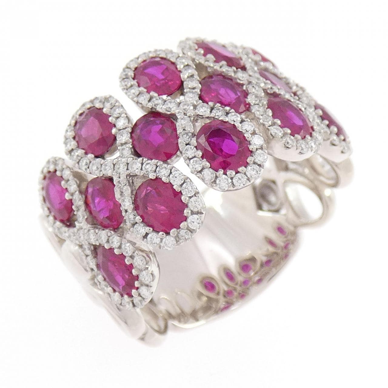 K18WG ルビー リング 3.74CT