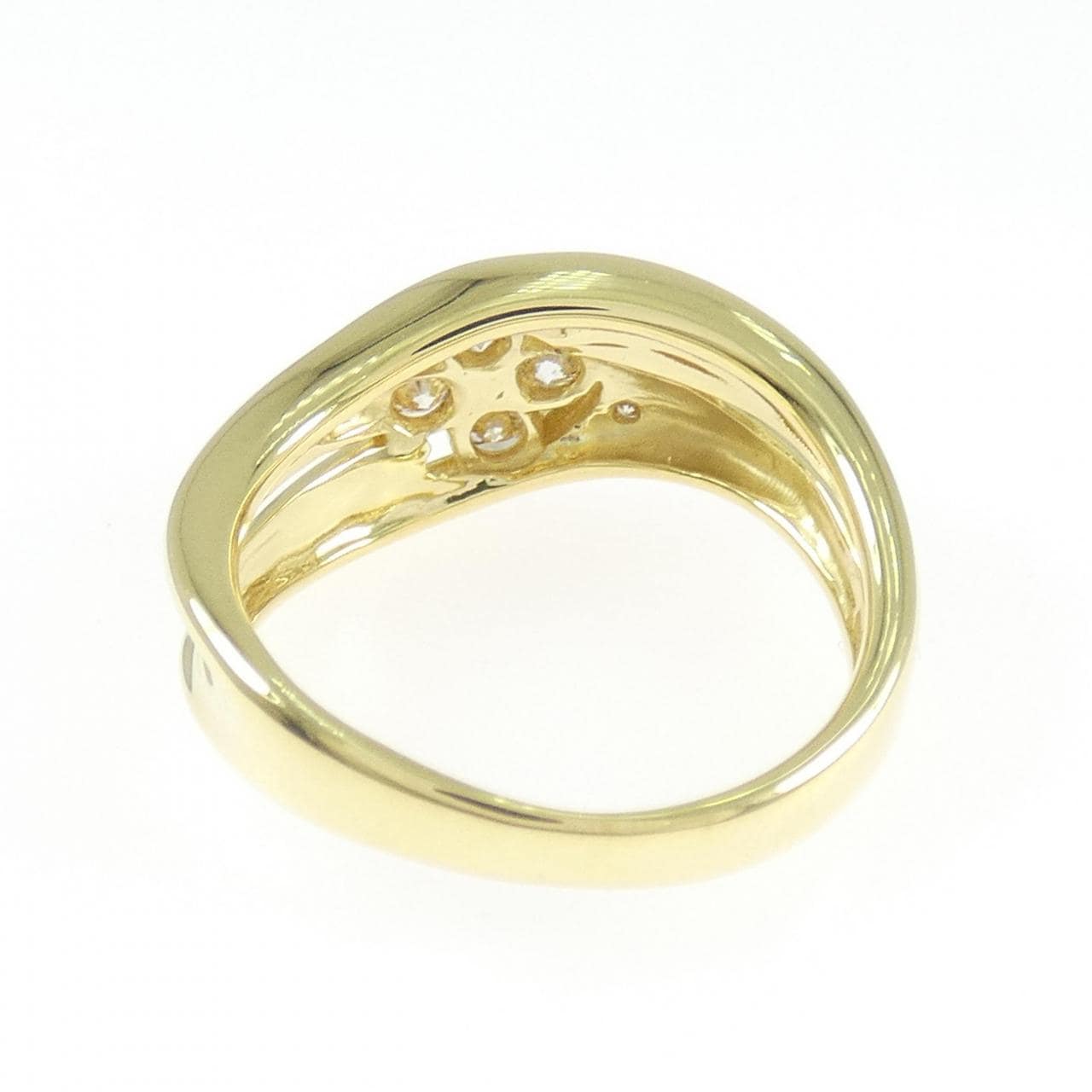 K18YG フラワー ダイヤモンド リング 0.45CT