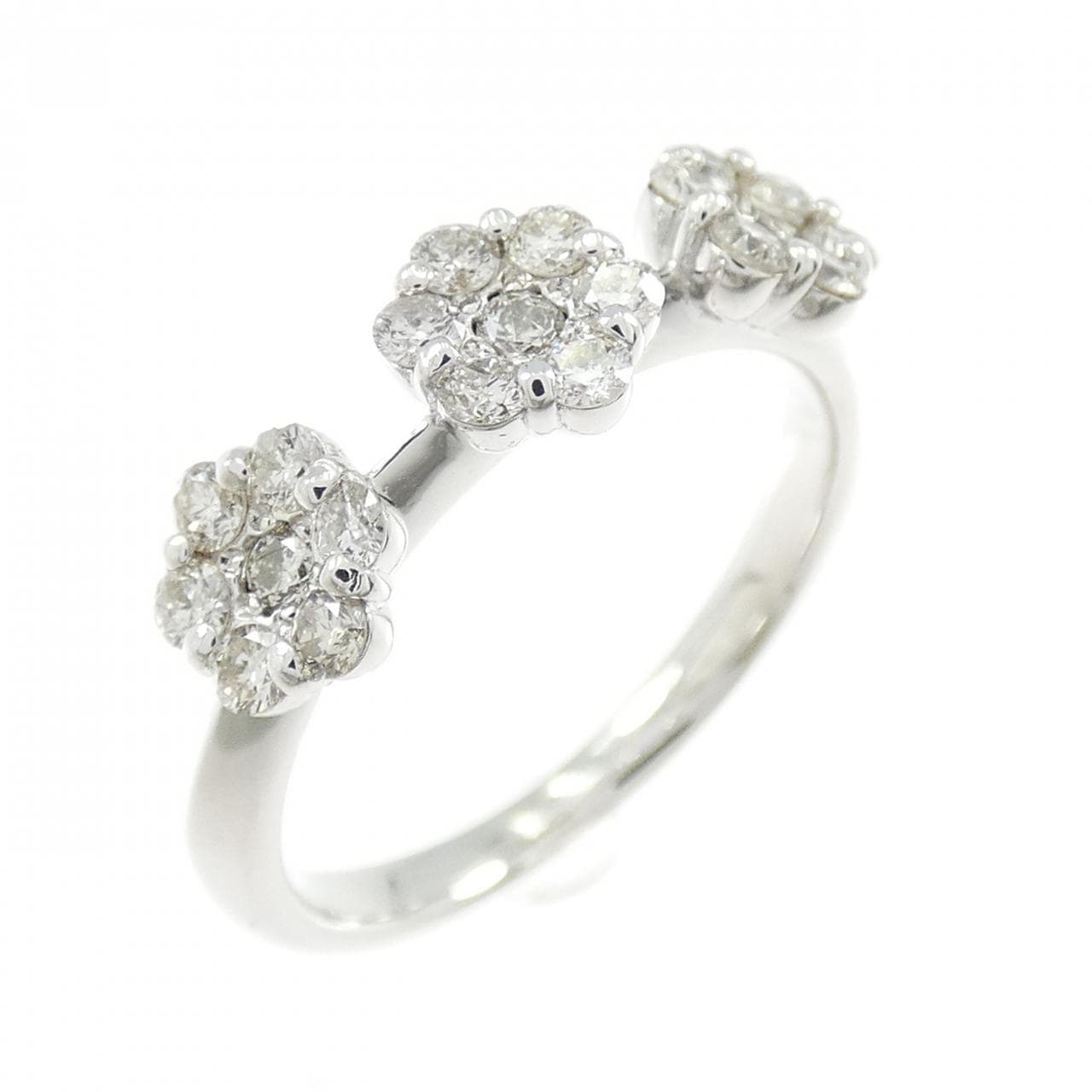 K18WG フラワー ダイヤモンド リング 0.50CT