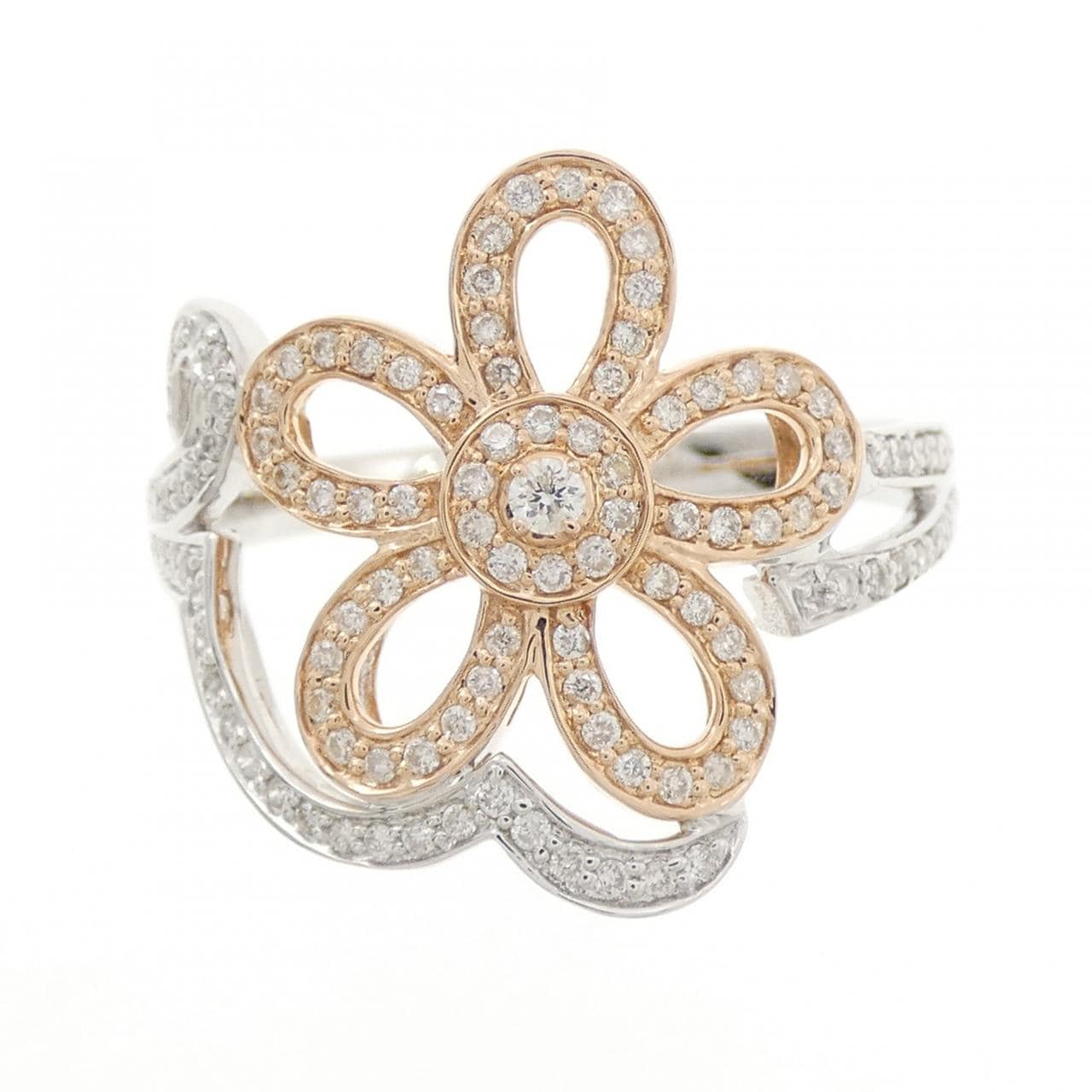 K18WG/K18PG フラワー ダイヤモンド リング 0.50CT